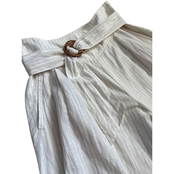 Anthropologie Pinstripe Palm Beach Belted Crop Pants Cream‎ Size 10 - Picture 6 of 11